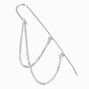 Silver Dangling Chains Ear Cuff Pin,