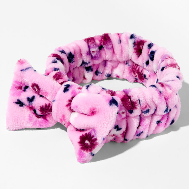 Lilac Flower Plush Makeup Bow Headwrap,