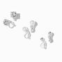 Silver Crystal Pearl Clip On Stud Earrings - 3 Pack,