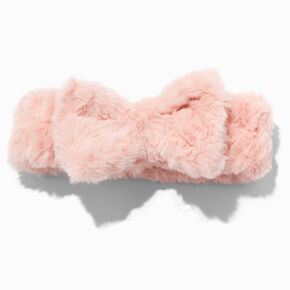 Pink Furry Makeup Bow Headwrap,