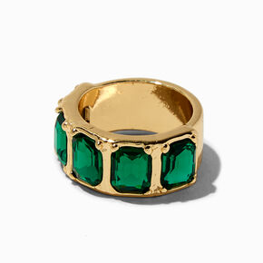 Gold-tone Faux Emerald Statement Ring,