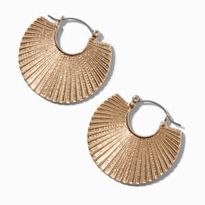 Gold-tone Ridged Disc 40MM Hoop Earrings,