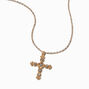 Gold-tone Bling Cross Pendant Necklace ,