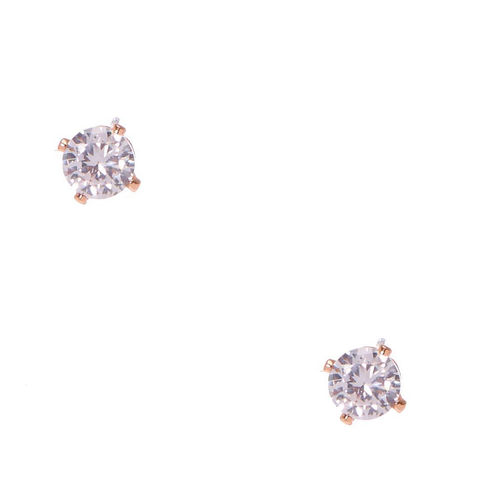 Rose Gold 4MM Round Cubic Zirconia Stud Earrings Icing US