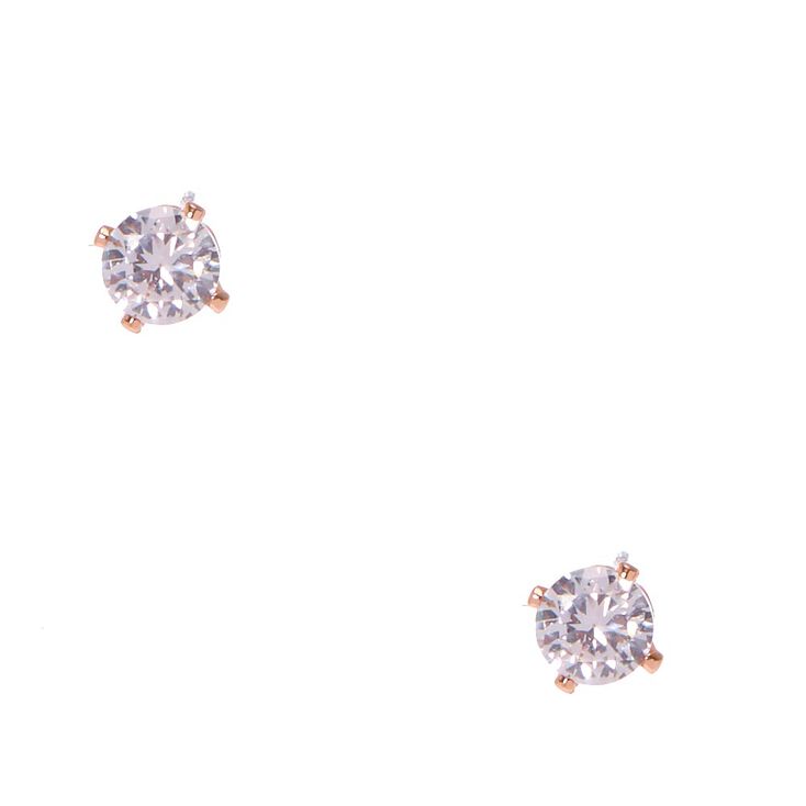 4mm Gold Cubic Zirconia Stud Earrings