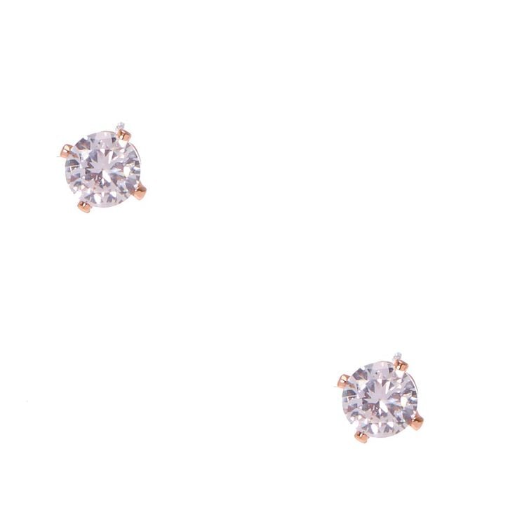 4mm Gold Cubic Zirconia Stud Earrings