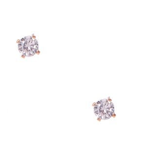 Rose Gold 4MM Round Cubic Zirconia Stud Earrings,