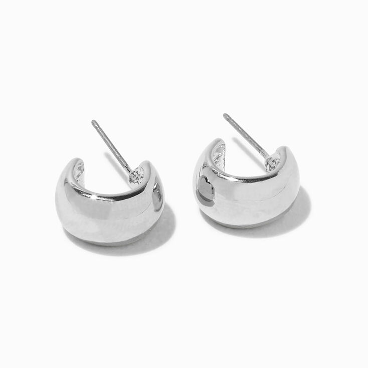 Silver-tone 10MM Wide Curved Hoop Earrings,