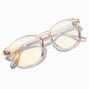 Solar Blue Light Reducing Translucent Pink Round Retro Clear Lens Frames,