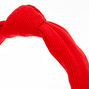 Knotted Ribbed Knit Headband - Red,
