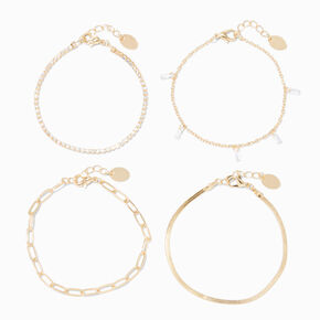 Gold Cubic Zirconia Emmy Mixer Bracelet Set - 4 Pack,