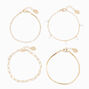 Gold Cubic Zirconia Emmy Mixer Bracelet Set - 4 Pack,