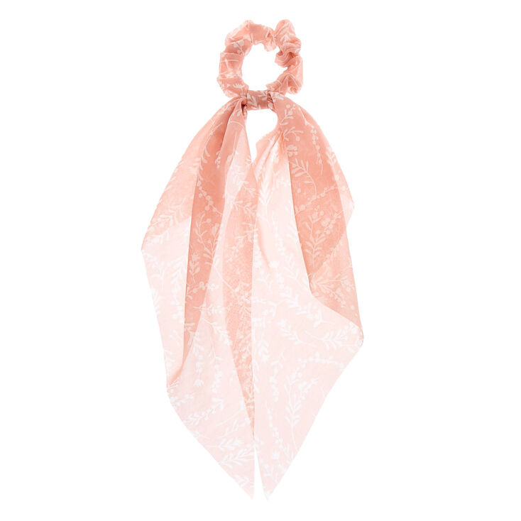 Floral Tree Branch Scarf Hair Scrunchie - Blush Pink,