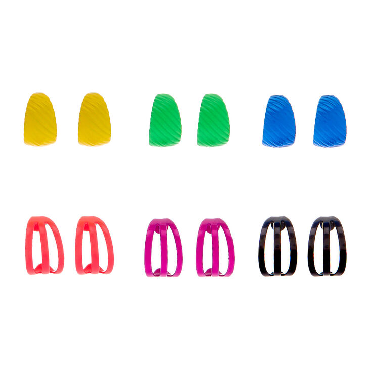 Neon Mini Hoops Stud Earrings - 6 Pack,