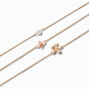 Gold Cherry Blossom Chain &amp; Cuff Bracelet Set - 4 Pack,