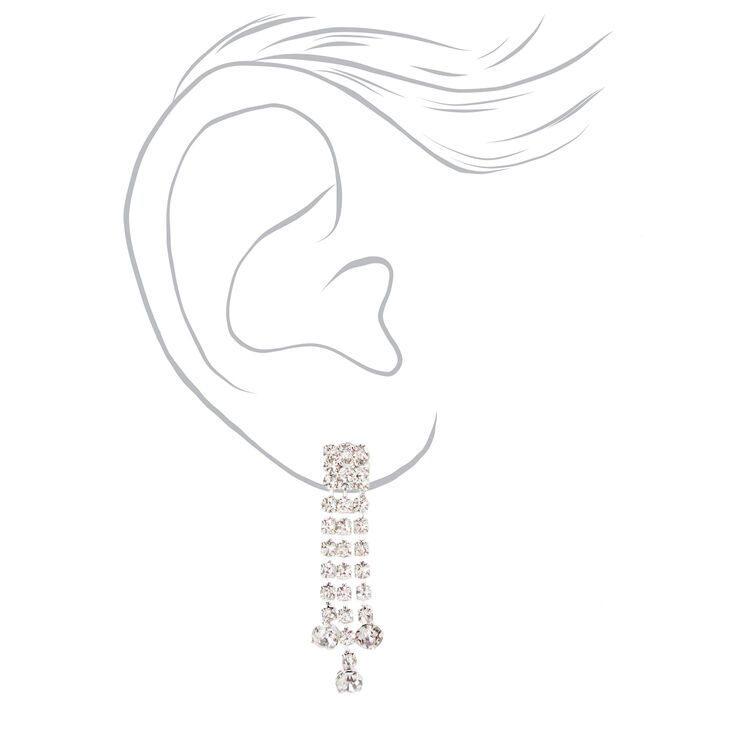 Silver Crystal Waterfall 16&quot; Necklace &amp; 1&quot; Drop Earrings Jewelry Set - 2 Pack,