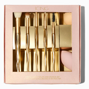 Gold-tone Mega Makeup Brush &amp; Sponge Set - 7 Pack,
