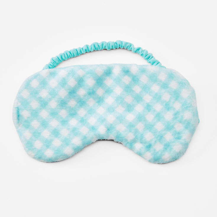 Gingham Plush Sleeping Mask - Mint,