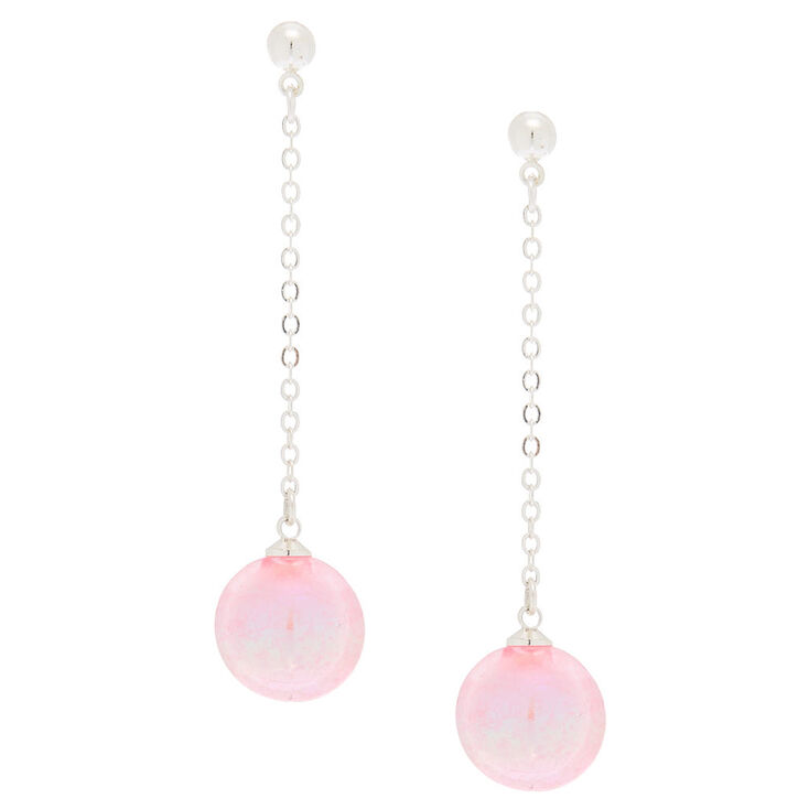 2.5" Holographic Ball Drop Earrings - Pink,