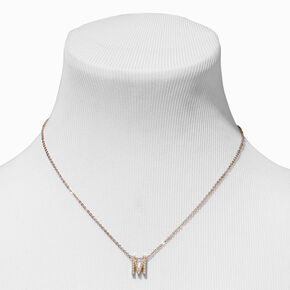 Gold Mini Pearl Initial Pendant Necklace - M,
