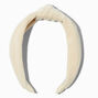 Ivory Velvet Ribbed Knotted Headband,
