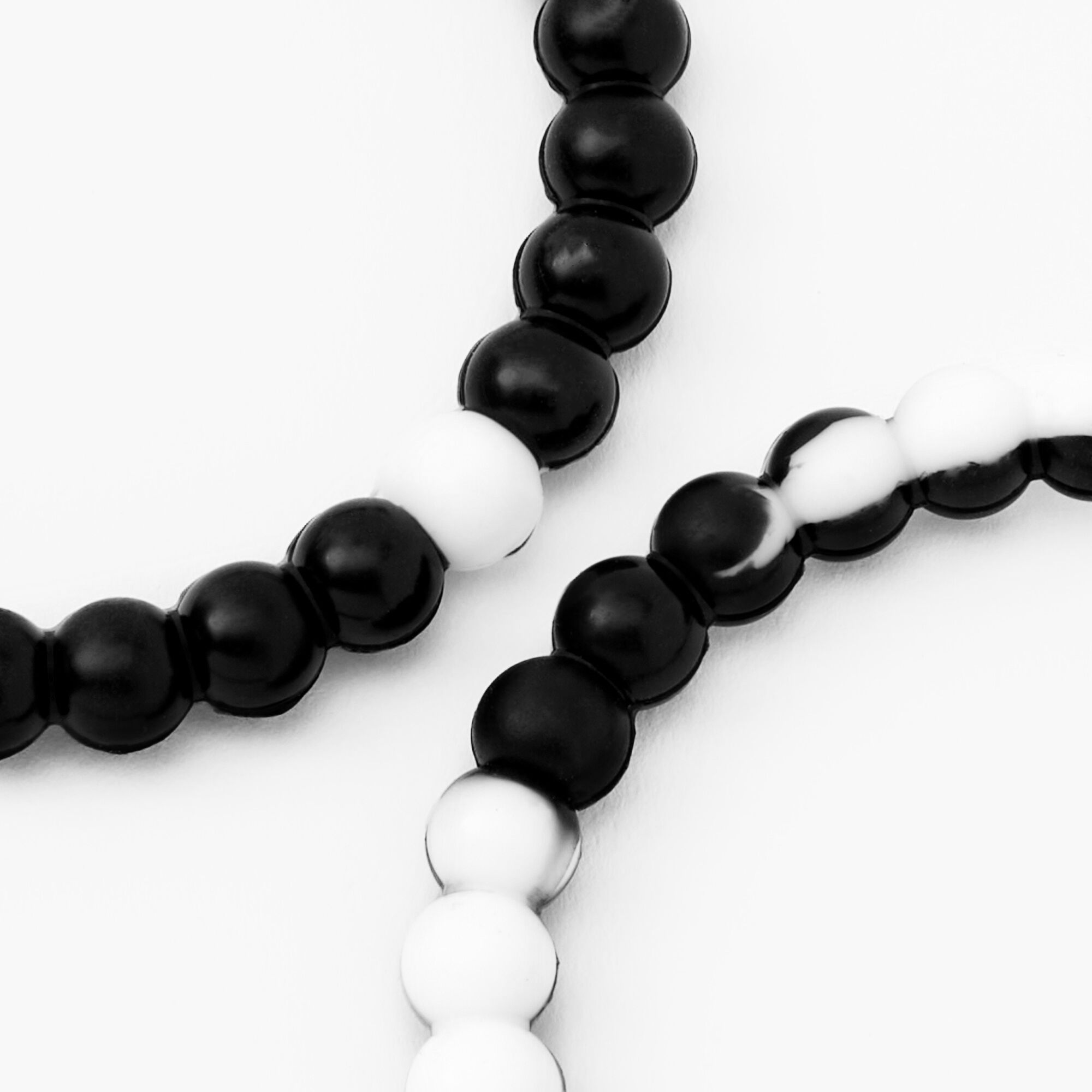 Icing Black and White Marble Beaded Stretch Bracelets - 2 Pack