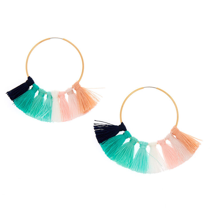 40MM Tassel Hoop Earrings - Green,