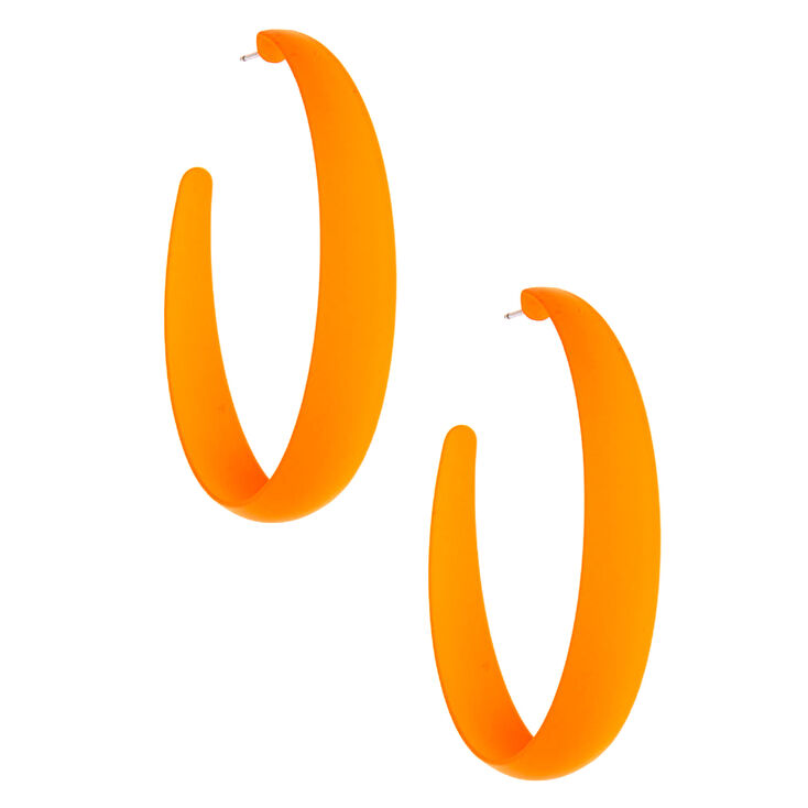 60MM Rubber Hoop Earrings - Neon Orange,