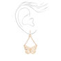 Gold 2&quot; Filigree Butterfly Drop Earrings,