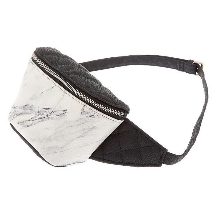 Quilted Marble Fanny Pack - Black,
