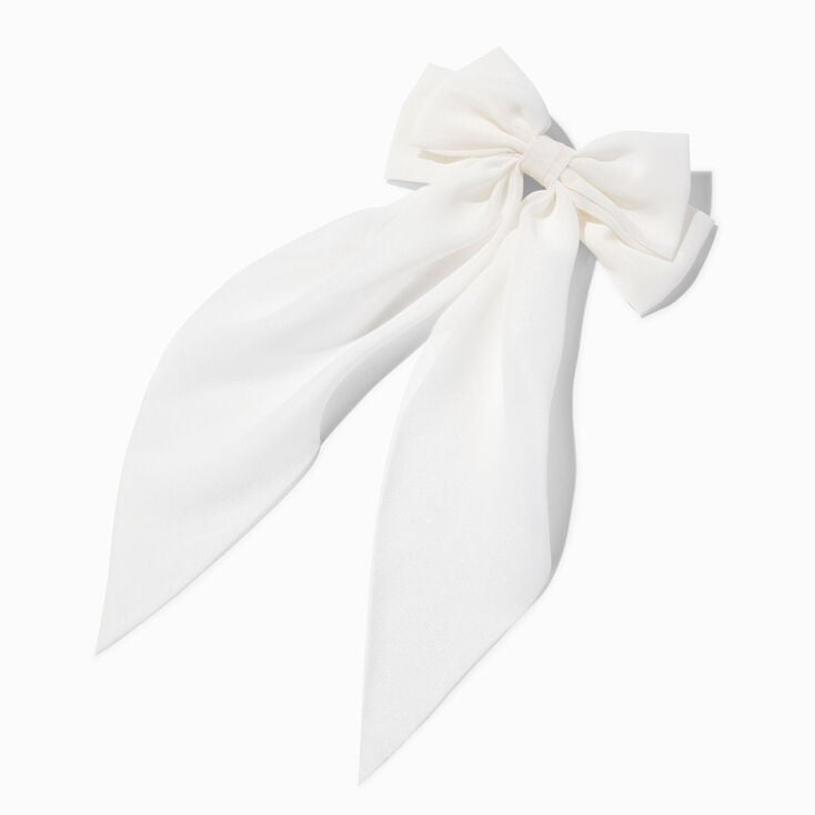 White Bow Barrette Hair Clip