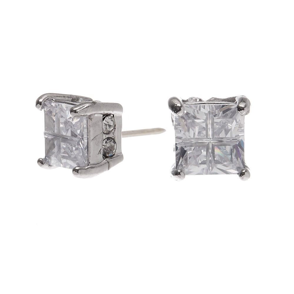Cubic zirconia square earrings on sale