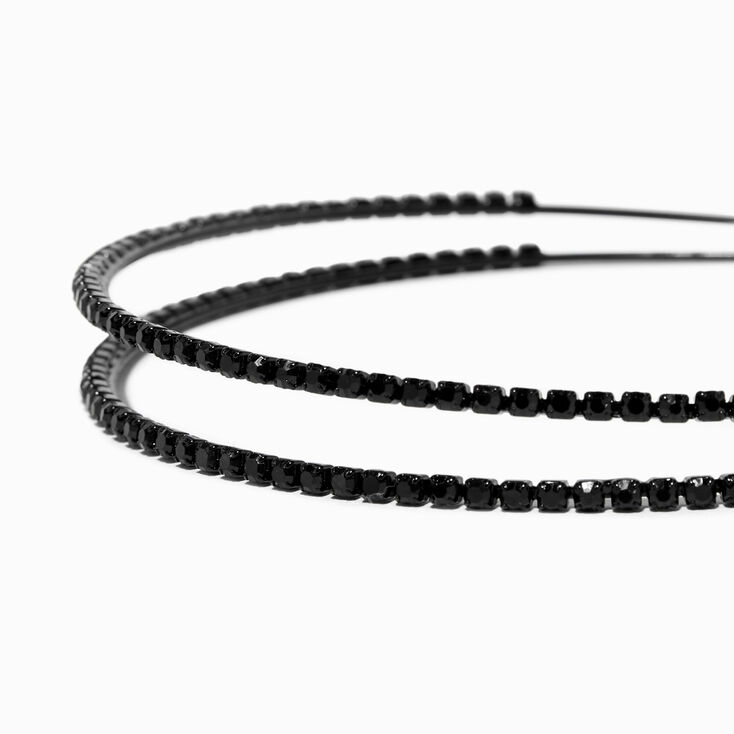 Black Two-Row Rhinestone Headband,
