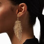 Gold-tone Filigree Feather 4&quot; Drop Earrings,