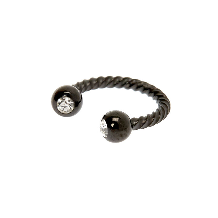 Hematite 16G Crystal Twist Horseshoe Cartilage Hoop Earring,