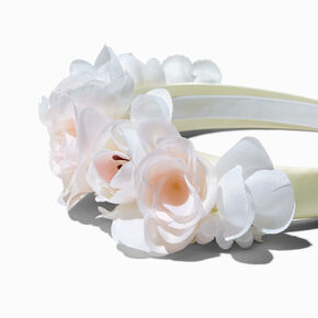 White Rose Flower Crown Headband,
