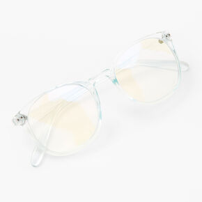 Solar Blue Light Reducing Round Clear Lens Frames - Blue,