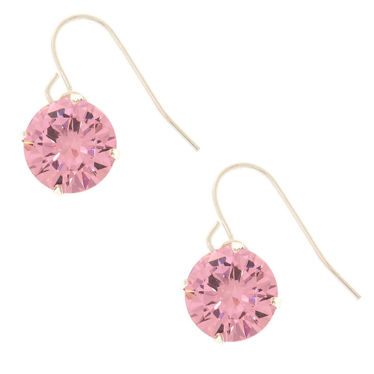 10MM Pink Cubic Zirconia Drop Earrings,