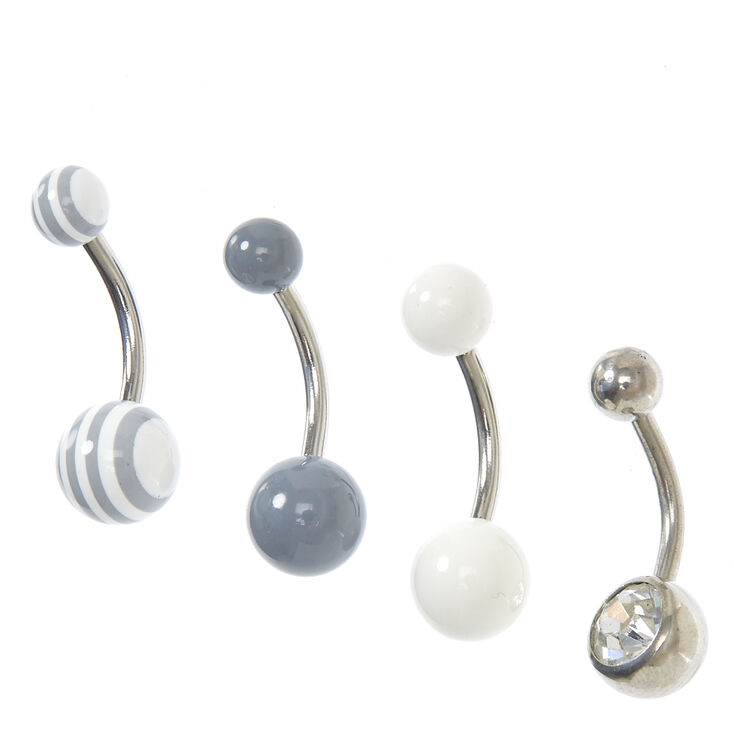 Genuine Crystal Gray Tones Belly Bars,