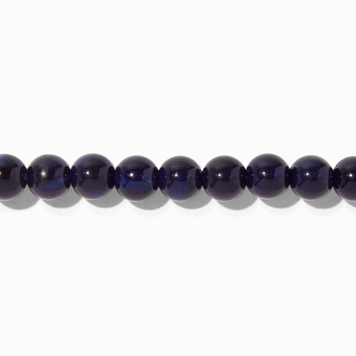 Navy Blue Beaded Stretch Bracelet,