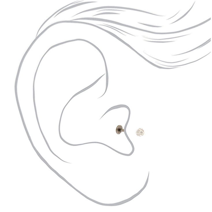 Silver-tone Titanium 16G Fireball Tragus Stud Earring,