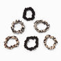 Black &amp; Animal Print Skinny Silky Hair Scrunchies - 6 Pack,