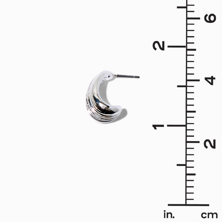 Silver-tone Scalloped Bean Stud Earrings ,