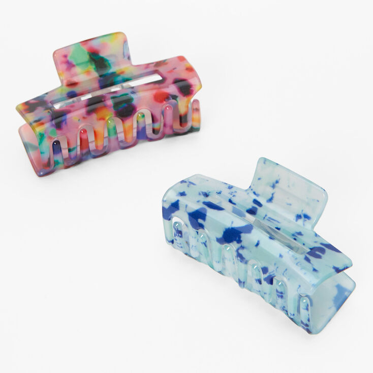 Rainbow &amp; Blue Tortoiseshell Hair Claws - 2 Pack,