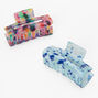 Rainbow &amp; Blue Tortoiseshell Hair Claws - 2 Pack,