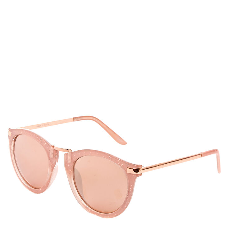 Mod Round Pink Glitter Sunglasses,