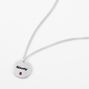 Silver Birthstone Color Tag Pendant Necklace - February,