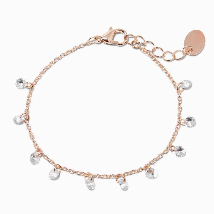 Rose Gold Crystal Confetti Charm Bracelet,