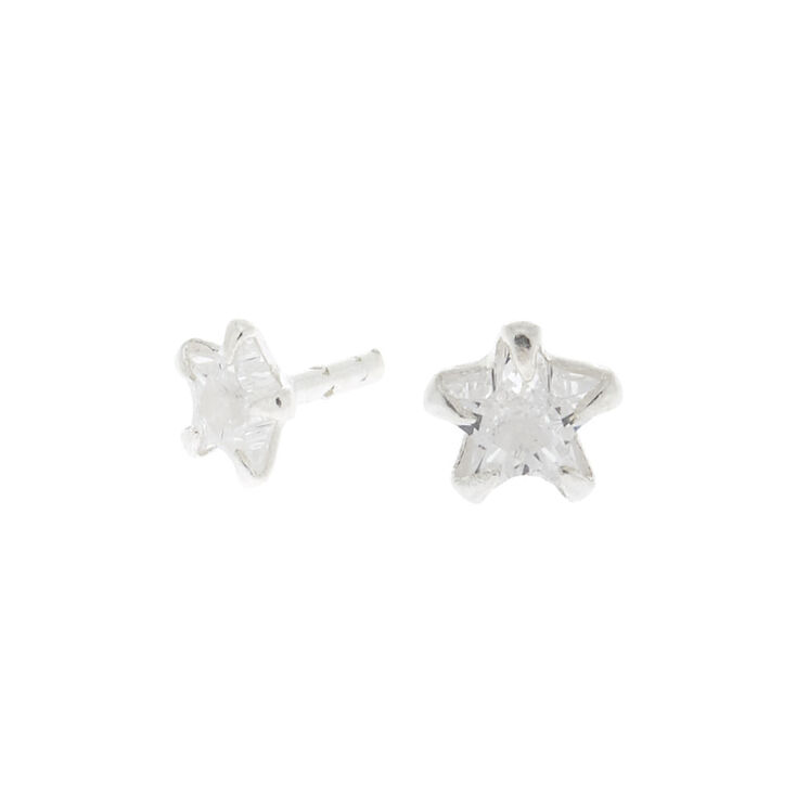 Silver 16G Cubic Zirconia Star Tragus Stud Earring,