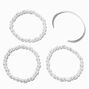 Pearl Stretch &amp; Silver-tone Cuff Bracelet Set - 4 Pack,